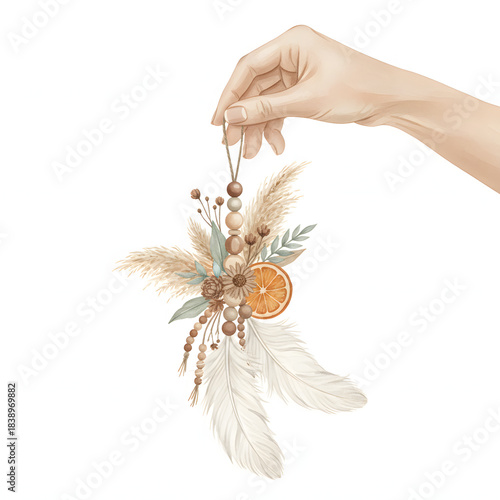 Female hand holding wheat ears in nature macro plant food design