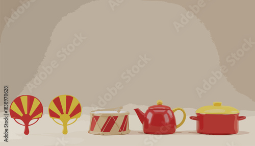 Red and Yellow Kitchen Utensils Set