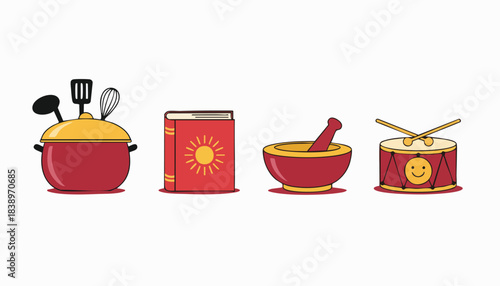 Red Kitchen Utensils and Cooking Essentials