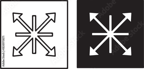 Expand and Contract Arrows Icon Outline and Solid Black scale size on transparent background