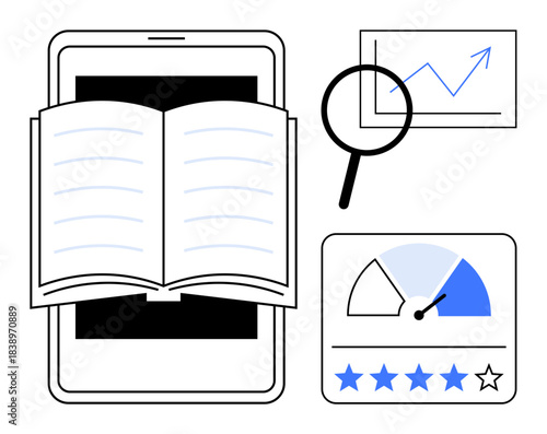 Digital learning. Digital tools enhance learning with e-books, performance tracking, and data charts. Digital learning boosts interactivity and real-time analytics. For education, research, tech