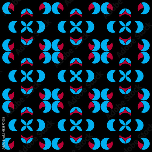 geometric color and black background texture pattern art print design