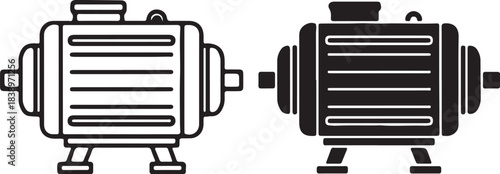 Water Pump Icons in Outline and Silhouette Styles traced vector on transparent background