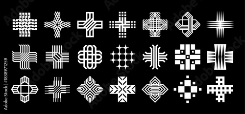 Modern medical healthcare plus logo branding set