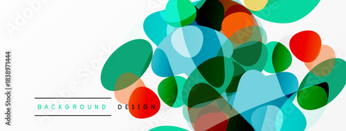 Abstract colorful pebbles overlap, creating vibrant background design. Modern vector illustration, simple shapes, bright hues.