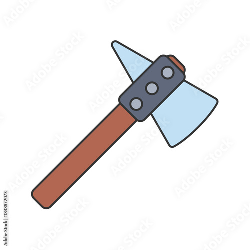 Battle Axe Flat design style, single headed axe icon with handle, symbolizing ancient weaponry, useful for medieval, history, or warrior-themed graphics.