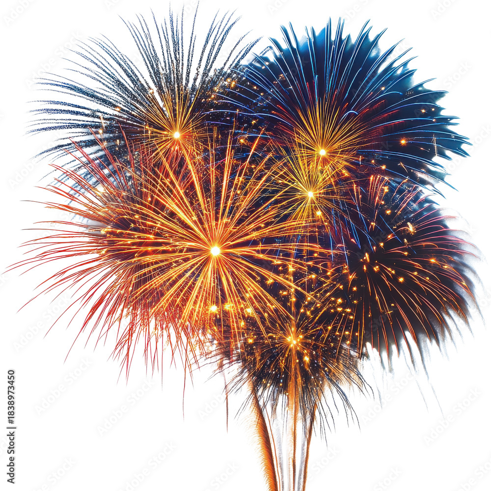 Obraz premium Fireworks exploding upward on transparent background