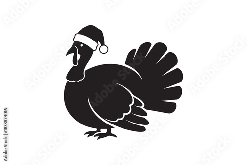 Turkey Wearing Santa Hat Silhouette bird fowl