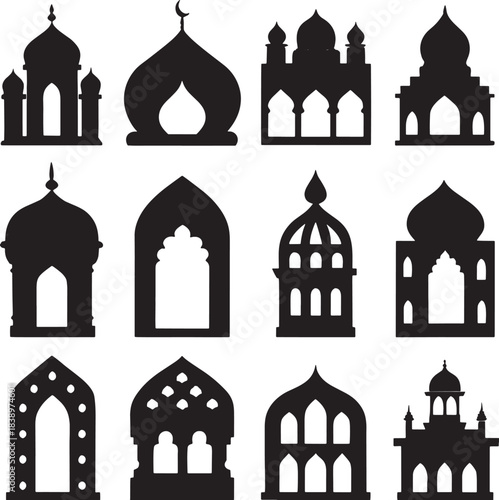 taj mahal vector set
