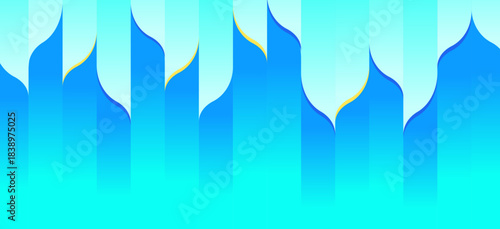 Abstract blue wave like shapes with subtle yellow accents against a vibrant aqua and light blue gradient background, suitable for modern design.