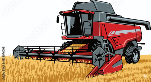 Modern Wheat Harvester Vehicle Illustration