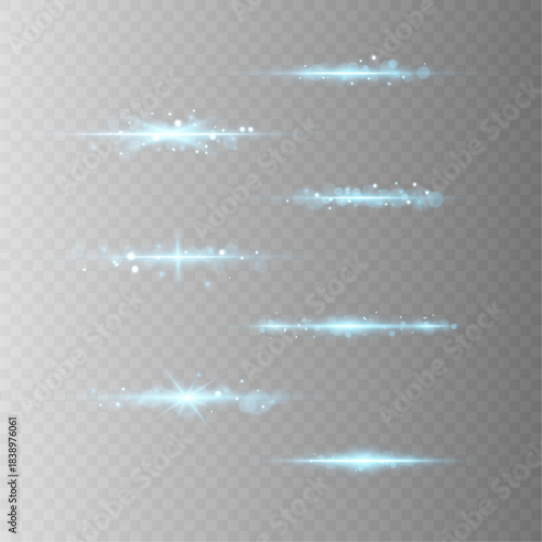 A slender turquoise beam stretches elegantly, scattering tiny glowing particles. Its radiant trail creates a delicate visual highlight. vector