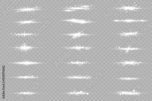 A radiant white streak flows smoothly, leaving a subtle sparkling trail behind. Its glow adds purity and a delicate visual accent. vector