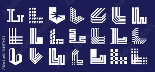 Minimalist abstract letter L logo branding set