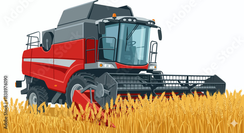 Modern Wheat Harvester Vehicle Illustration