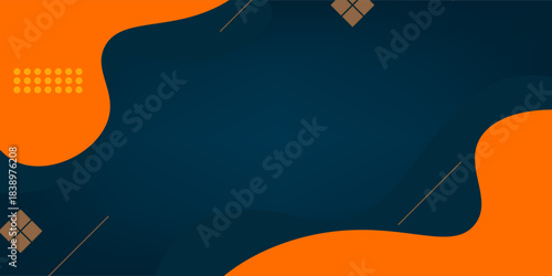 Modern dark blue orange geometric business banner design. creative banner design with wave shapes and lines for template. Simple horizontal banner. Eps10