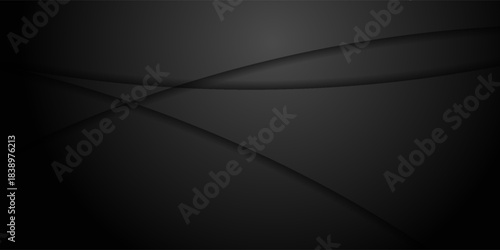 Dark deep black dynamic abstract vector background with wavy lines. Modern creative halftone premium gradient.