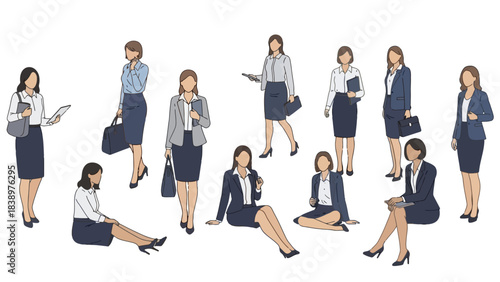 Diverse Professional Women in Business Attire Posing and Working in an Setting