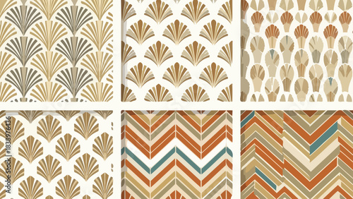 Art Deco Geometric Patterns Collection - Vintage Style Background Designs