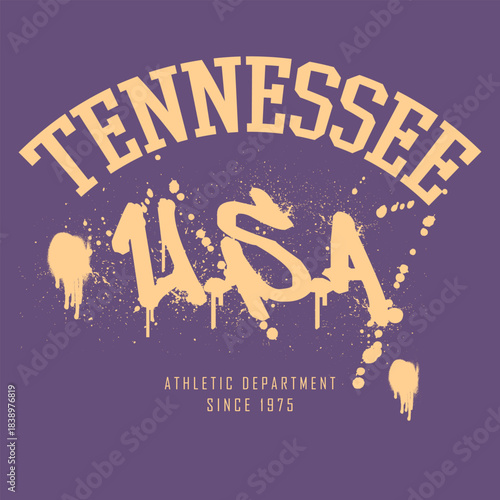 Retro typography university united states state vintage slogan print, 
highlighted grunge texture for graphic t-shirt or sweatshirt hoodie - Vector
