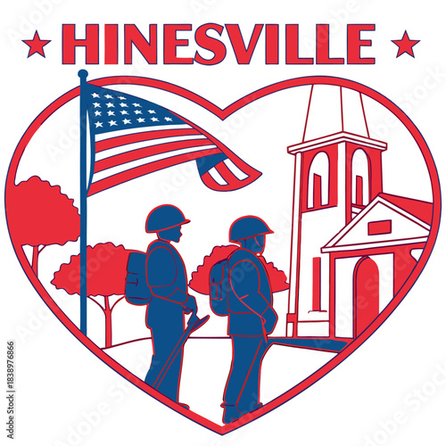 Heart of Hinesville: Military Service and Community Pride Vector