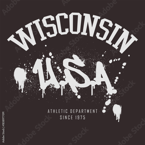 Retro typography university united states state vintage slogan print, 
highlighted grunge texture for graphic t-shirt or sweatshirt hoodie - Vector
