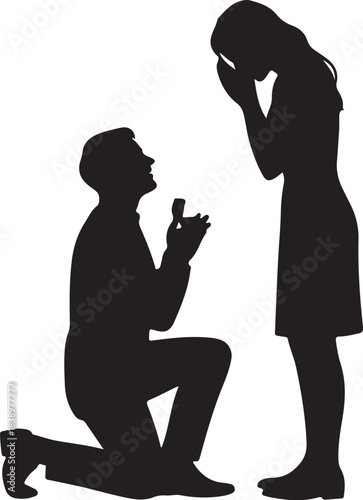 Man proposing with ring to woman crying proposal engagement