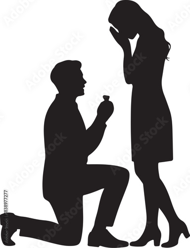 Man proposing with ring to woman crying proposal engagement