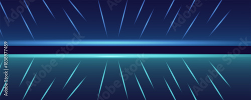 Retro cyberpunk pixel art game scene from the 80s. Dark blue 8-bit sci-fi background. Glowing neon grid and stars from a vintage arcade computer game.Print