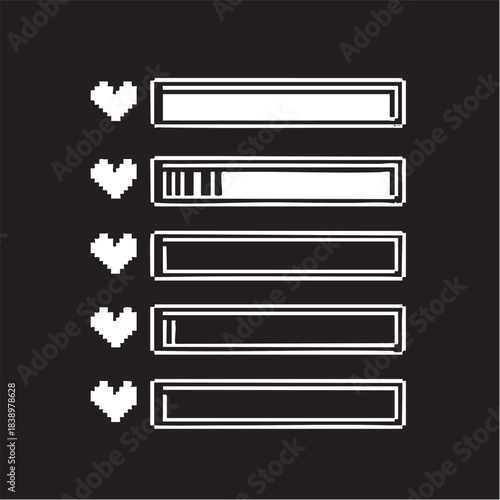 Pixel art health bar vector - 8-bit game ui design element eps silhouette