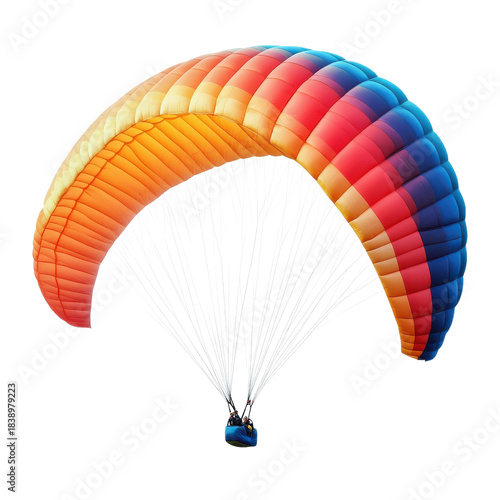 Paragliding colorful canopy on transparent background