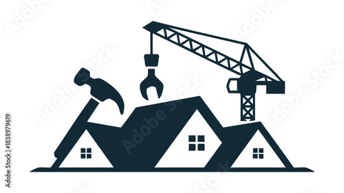 Housing construction and tools icon Vector