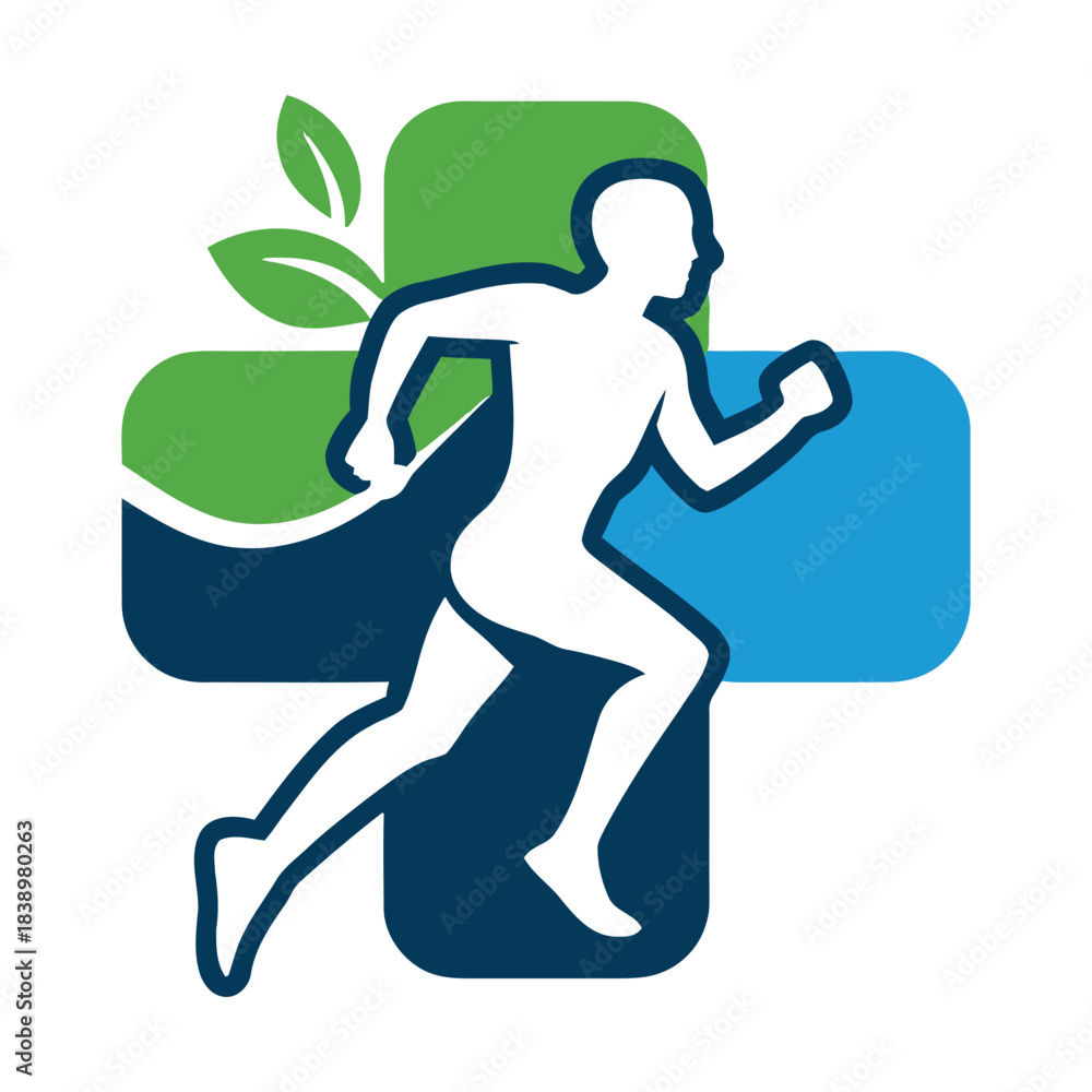 Fototapeta premium Health fitness natural cross symbol Vector
