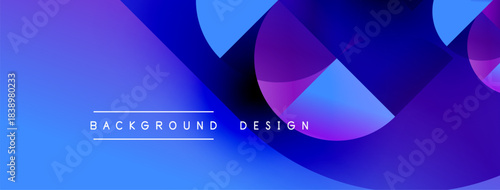 Abstract blue purple gradient design. Overlapping shapes create dynamic visual effect. Modern background suitable for various projects.