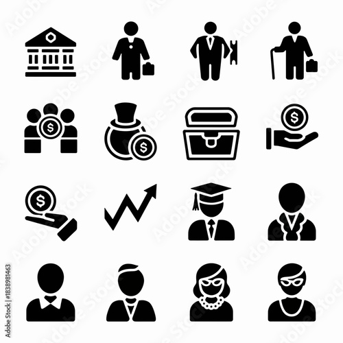 Financial Icons: A collection of meticulously crafted financial icons, designed with clean lines and a modern aesthetic. These symbolic images represent key aspects of finance and economics.