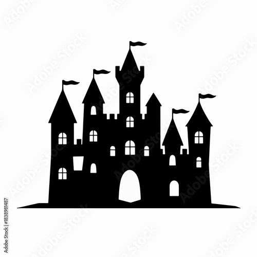 Royal Silhouette: A magnificent silhouette of a historic castle, a symbol of heritage, power, and enduring legacy, stands tall against the bright sky, inspiring awe and wonder.