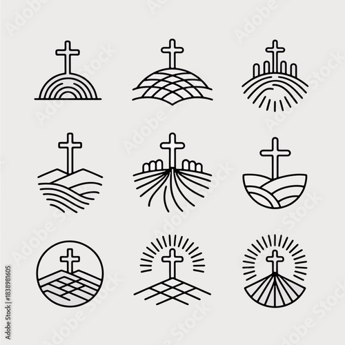 Sacred Symbols: An artistic array of crosses, symbolizing faith, hope, and the essence of devotion, each design a unique expression of spirituality.