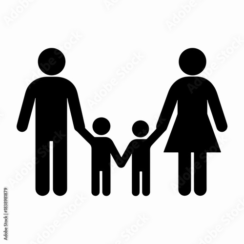 Family Icon: A simple yet heartwarming illustration depicts a family of four, representing unity, love, and the core values of kinship. The design is clean and versatile.