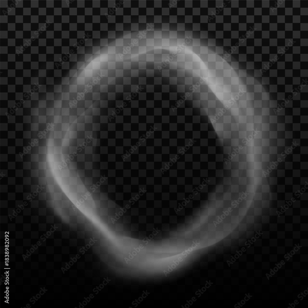 Fototapeta premium Smoke circle from white steam, vapor or mist ring flow, vector realistic overlay candle smoke effect round cloud or gaze