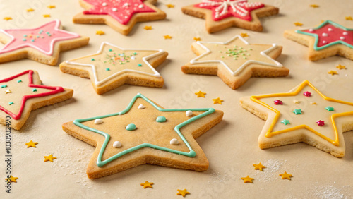 gingerbread cookies on wooden background