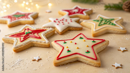 christmas gingerbread cookies on wooden background