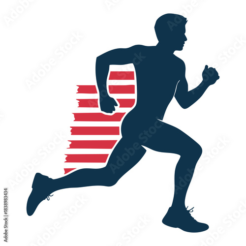 Male runner with usa flag stripe art