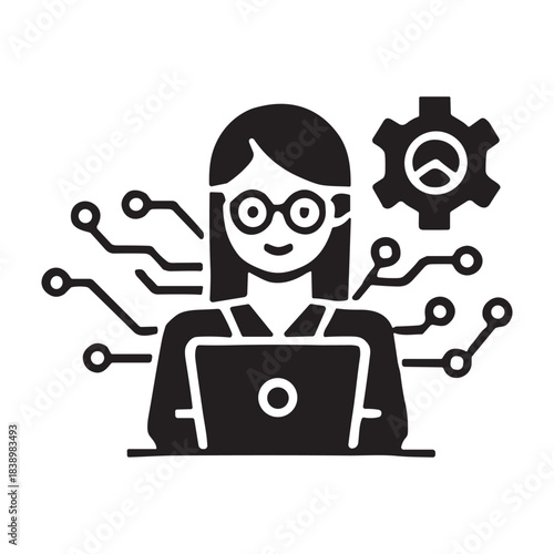 Working Woman icon or logo isolated sign symbol vector illustration - high quality black style vector icons