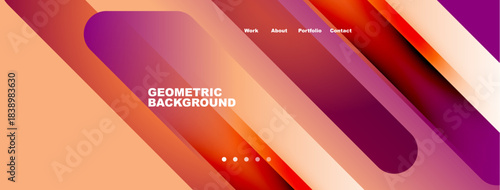 Abstract geometric design. Vibrant gradients, layered shapes create modern visual. Text elements present top, bottom sections.