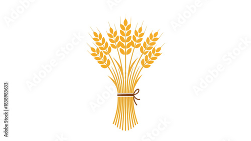 A stylized graphic of a golden sheaf of wheat tied with a brown bow