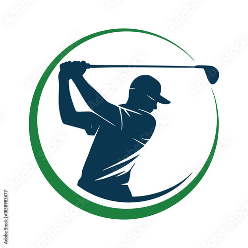 Golfer swinging club silhouette icon