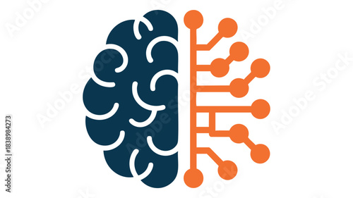 Artificial intelligence brain logic icon.