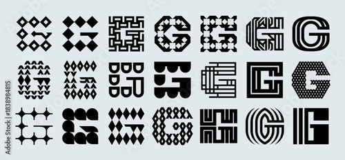 Technology company abstract letter G logo set