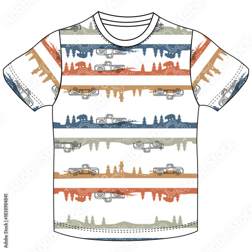 adventure car boys t shirt print illustrations