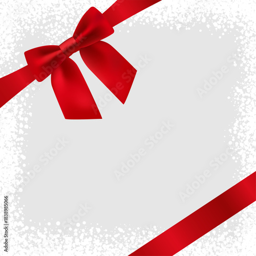 Card with a Red Bow, Red Ribbon, Festive Element, Christmas, Birthday, Surprise, Gift, Isolated, Concept, Vector